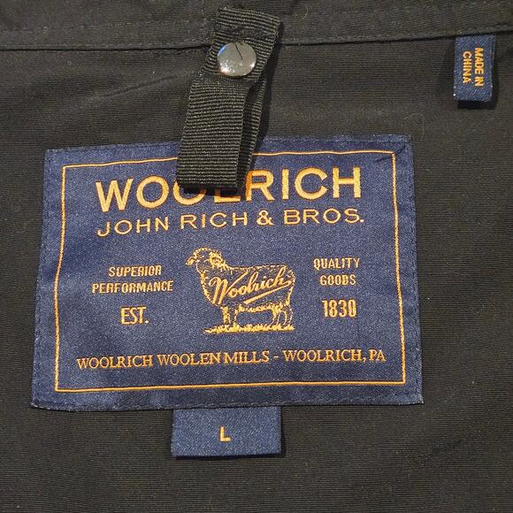 Woolrich John Rich & Bros. Black Ramar Cloth Hooded Raincoat Chore Coat, Size L - Picture 9 of 13